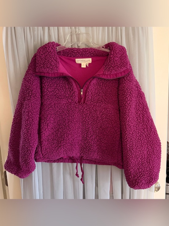 saltwater LUXE Tops - saltwater LUXE Magenta Teddy Sherpa Pullover Hoodie Large